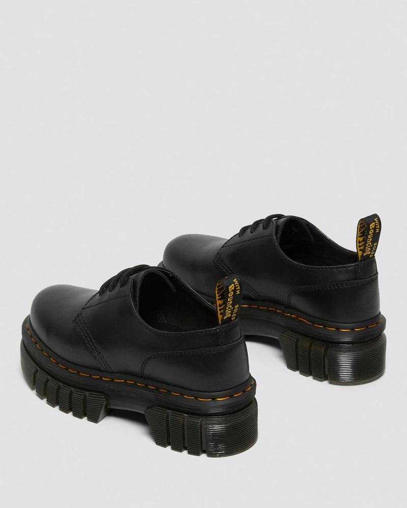 Dr Martens Audrick Nappa Leren Platform Schoenen Dames Zwart | NL 405BEX